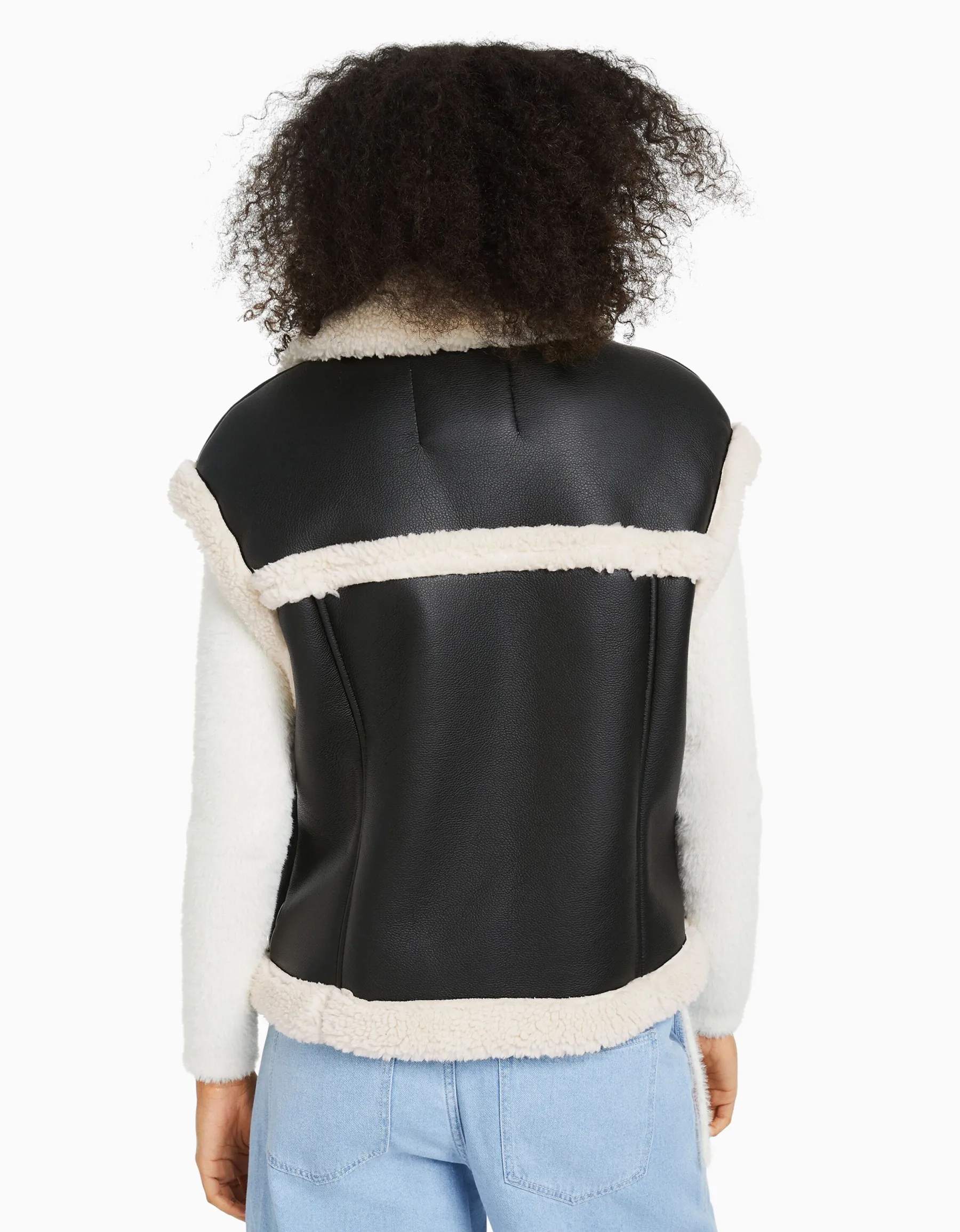 BERSHKA Doudoune sans manches double face similicuir Noir Cheap