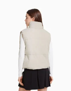 BERSHKA Doudoune sans manches effet nylon doublure Pierre Hot