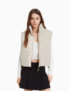 BERSHKA Doudoune sans manches effet nylon doublure Pierre Shop
