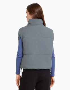 BERSHKA Doudoune sans manches effet nylon doublure Gris Hot