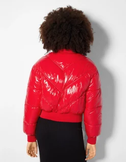 BERSHKA Doudoune vinyle Rouge Fashion