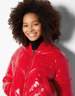 BERSHKA Doudoune vinyle Rouge Fashion