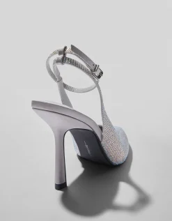 BERSHKA Escarpins brillants ouverts à l’arrière Argent Hot