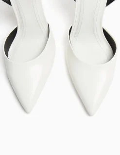 BERSHKA Escarpins ouverts à l’arrière boucle de cheville Blanc Cheap