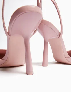 BERSHKA Escarpins ouverts à l’arrière boucle de cheville Écru Hot