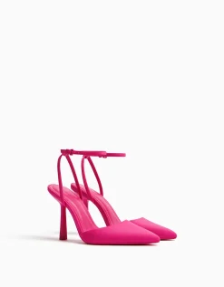 BERSHKA Escarpins ouverts à l’arrière boucle de cheville Fuchsia Clearance