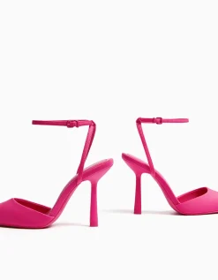 BERSHKA Escarpins ouverts à l’arrière boucle de cheville Fuchsia Clearance