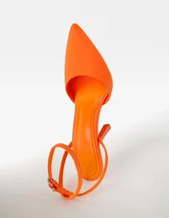 BERSHKA Escarpins ouverts à l’arrière boucle de cheville Orange Hot