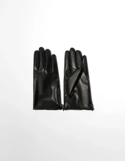 BERSHKA Gants similicuir fermeture Éclair Noir Shop