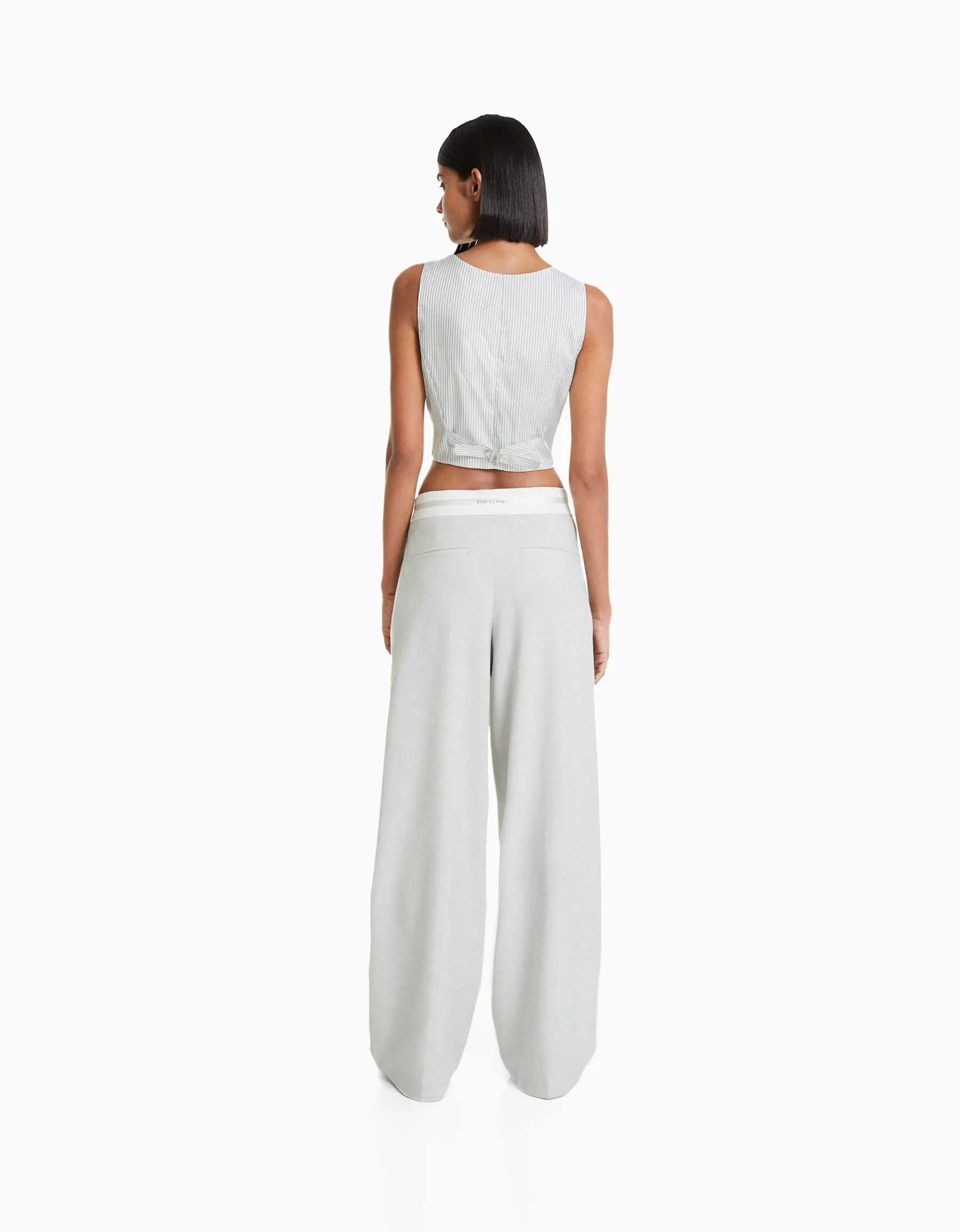 BERSHKA Gilet body tailoring Gris Best Sale
