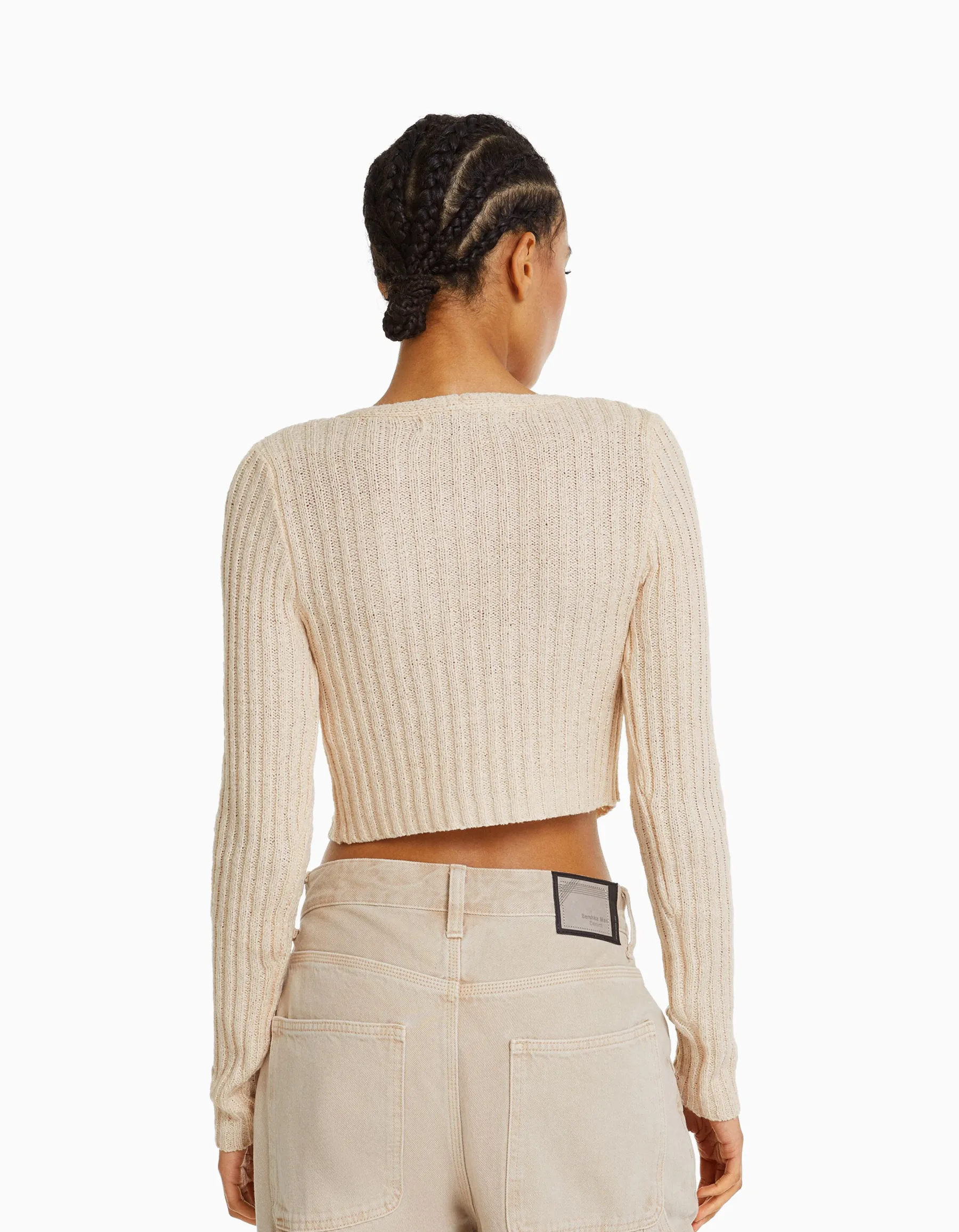BERSHKA Gilet cropped rustique Écru Best Sale