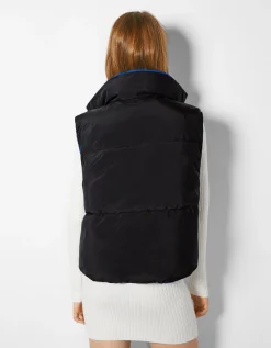 BERSHKA Gilet cropped sans manches réversible Grenade Sale