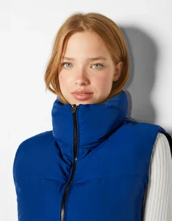 BERSHKA Gilet cropped sans manches réversible Grenade Sale