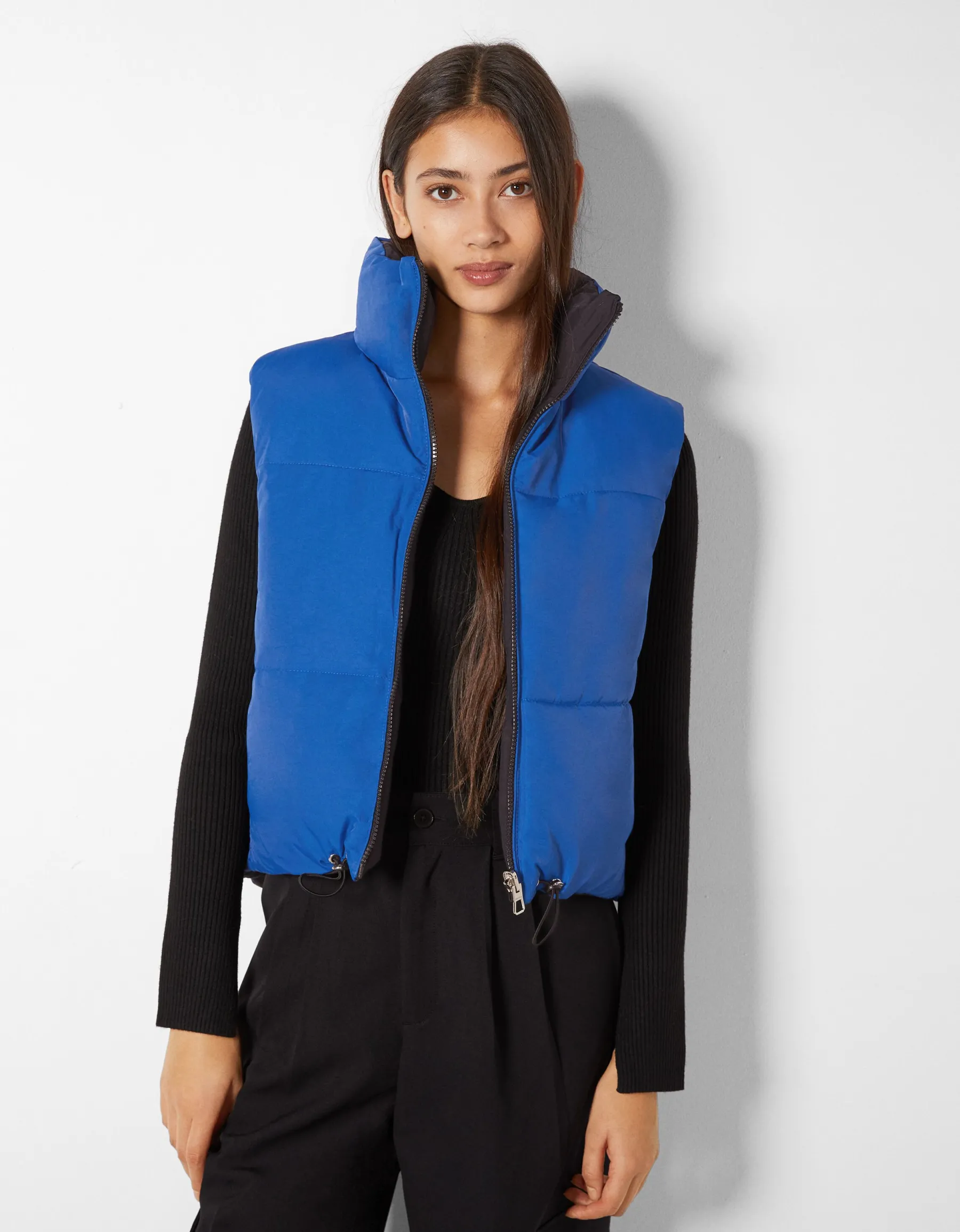 BERSHKA Gilet cropped sans manches réversible Grenade Fashion