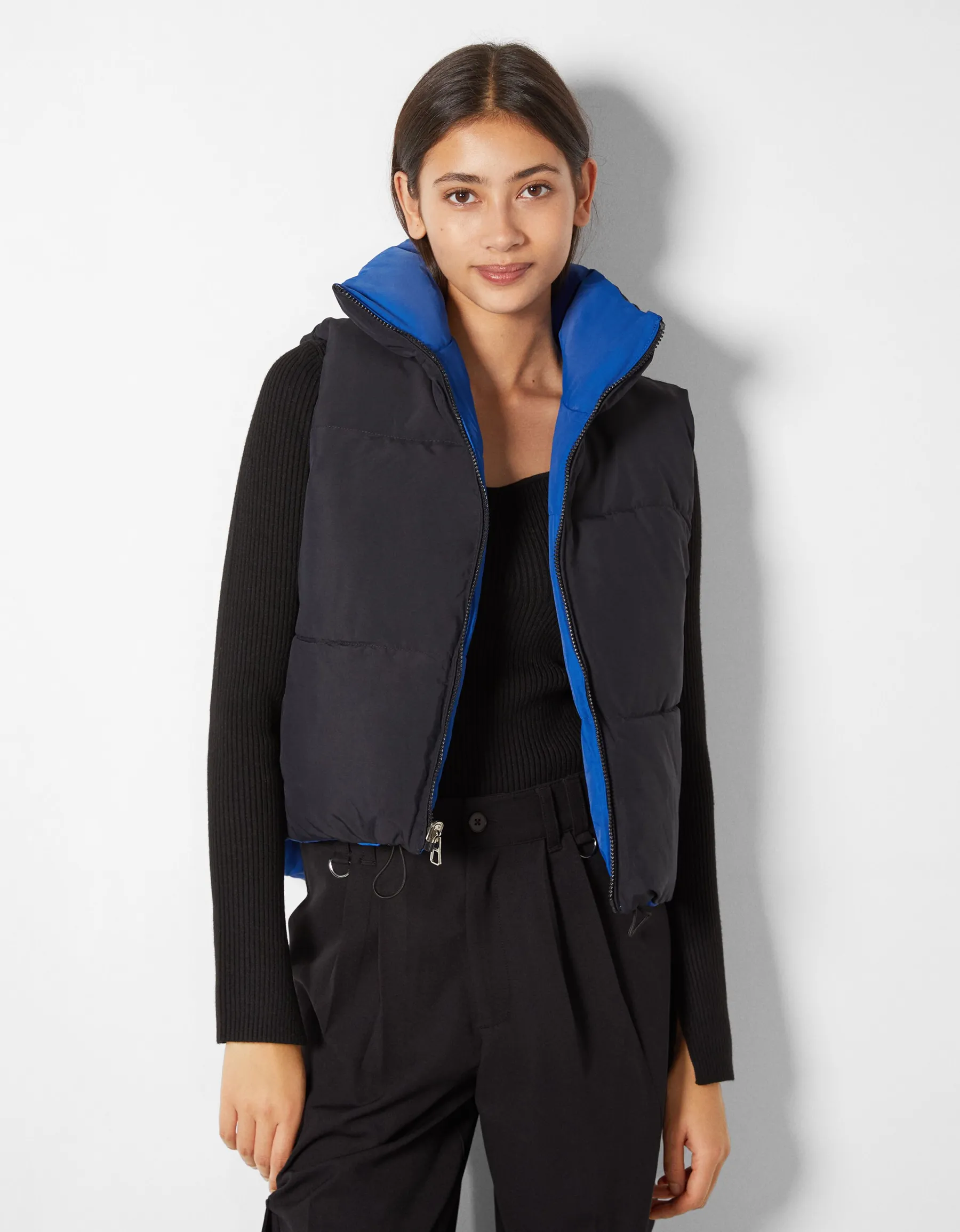 BERSHKA Gilet cropped sans manches réversible Grenade Fashion