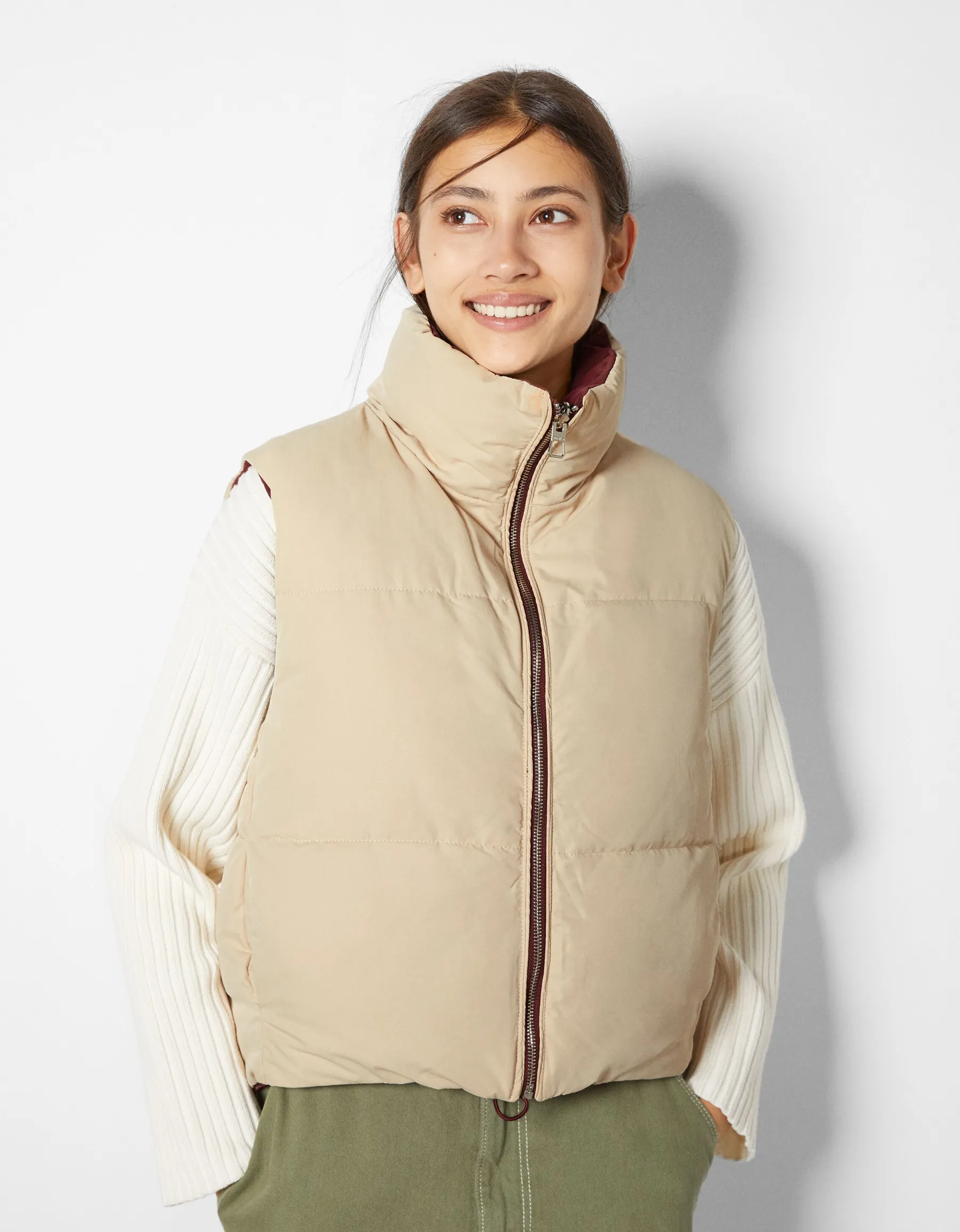 BERSHKA Gilet cropped sans manches réversible Grenade Online