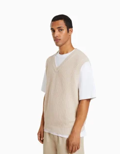 BERSHKA Gilet sans manches col en V Bleu clair Best Sale