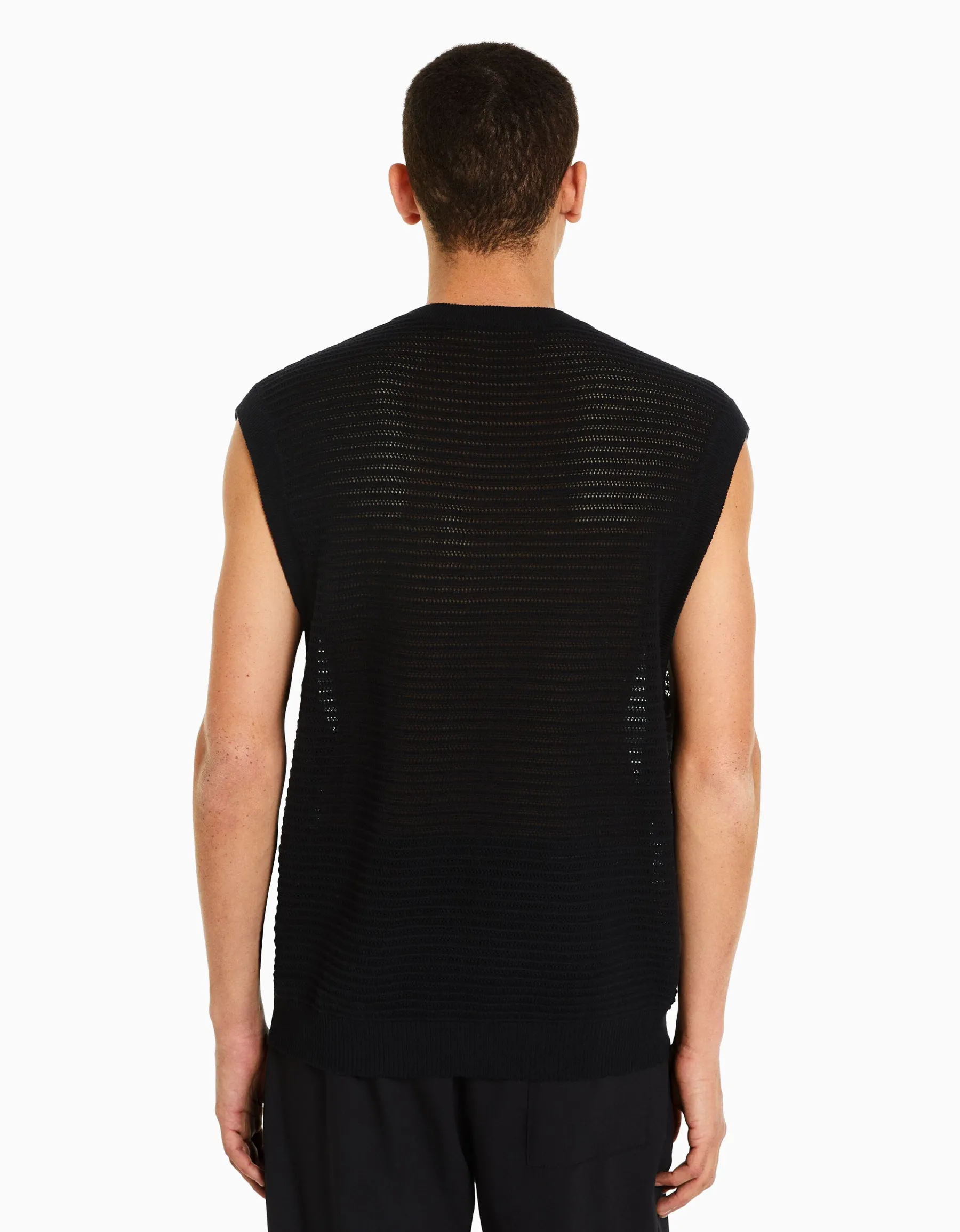 BERSHKA Gilet sans manches résille Noir Clearance