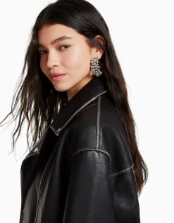 BERSHKA Grandes boucles d’oreilles petites perles Argent Flash Sale