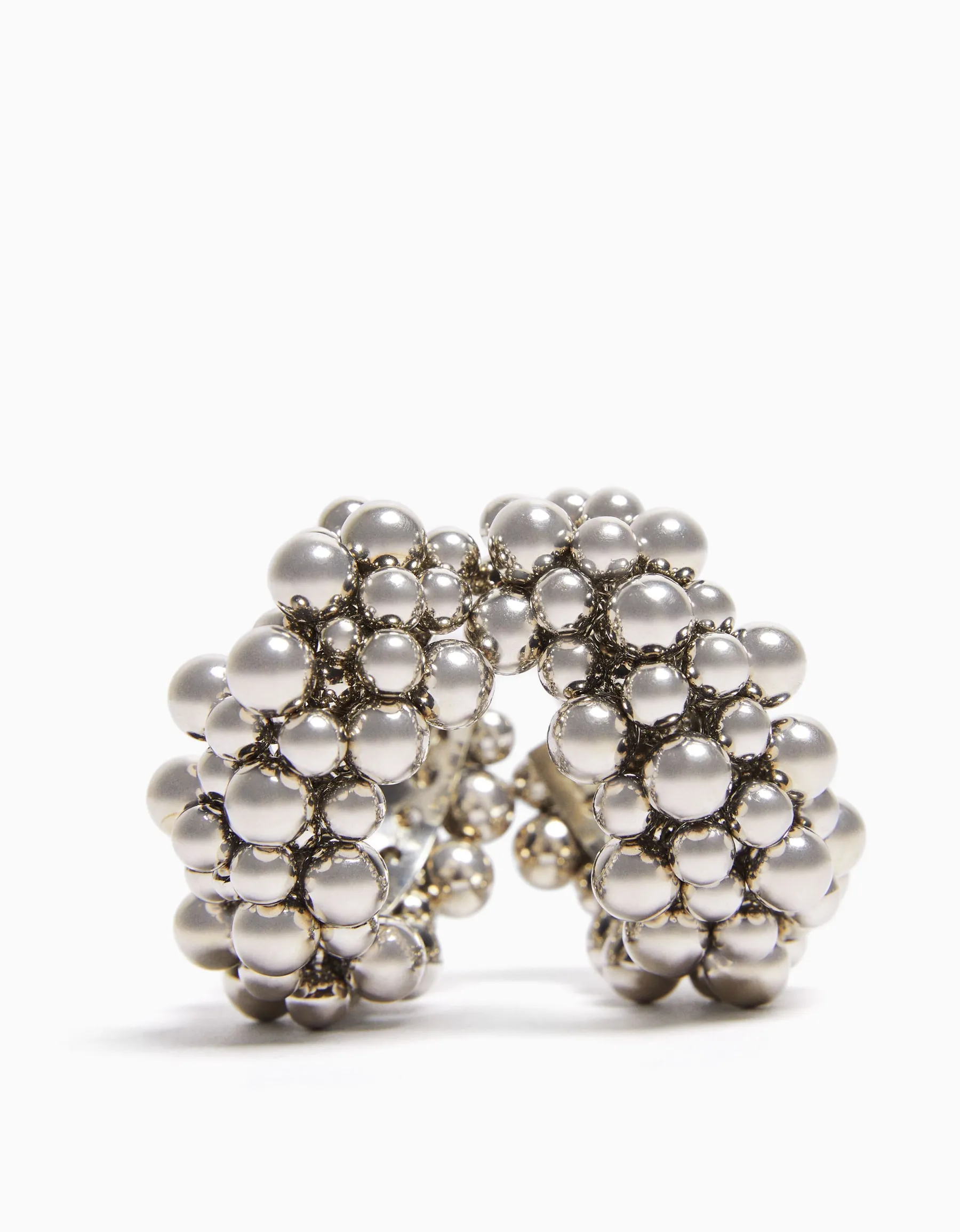 BERSHKA Grandes boucles d’oreilles petites perles Argent Flash Sale