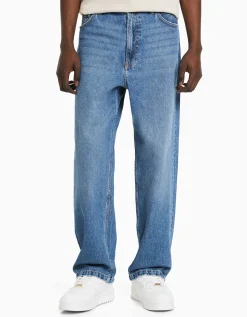BERSHKA Jean baggy Bleu lavé Sale