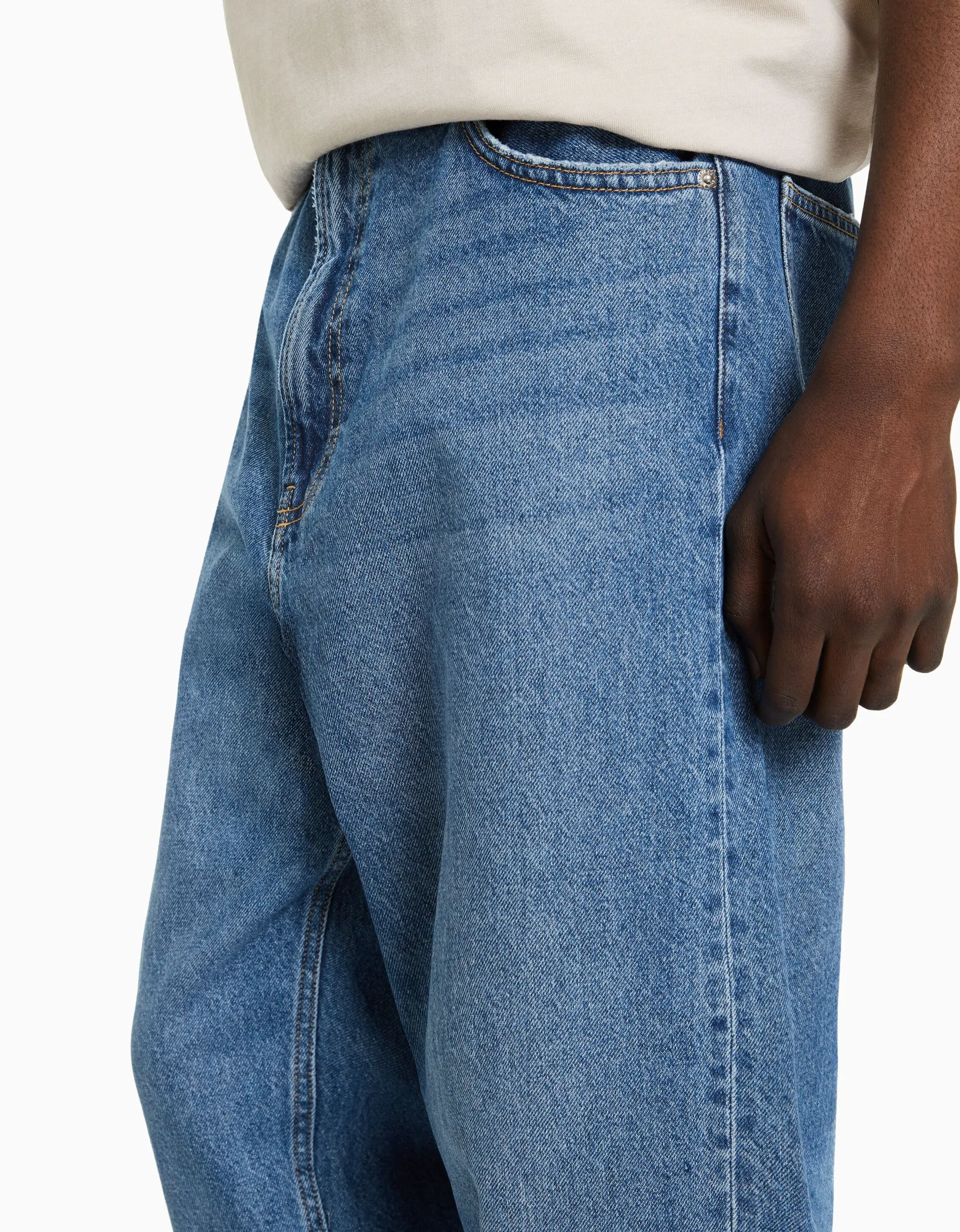 BERSHKA Jean baggy Bleu lavé Sale
