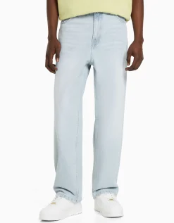 BERSHKA Jean baggy Bleu lavé Cheap