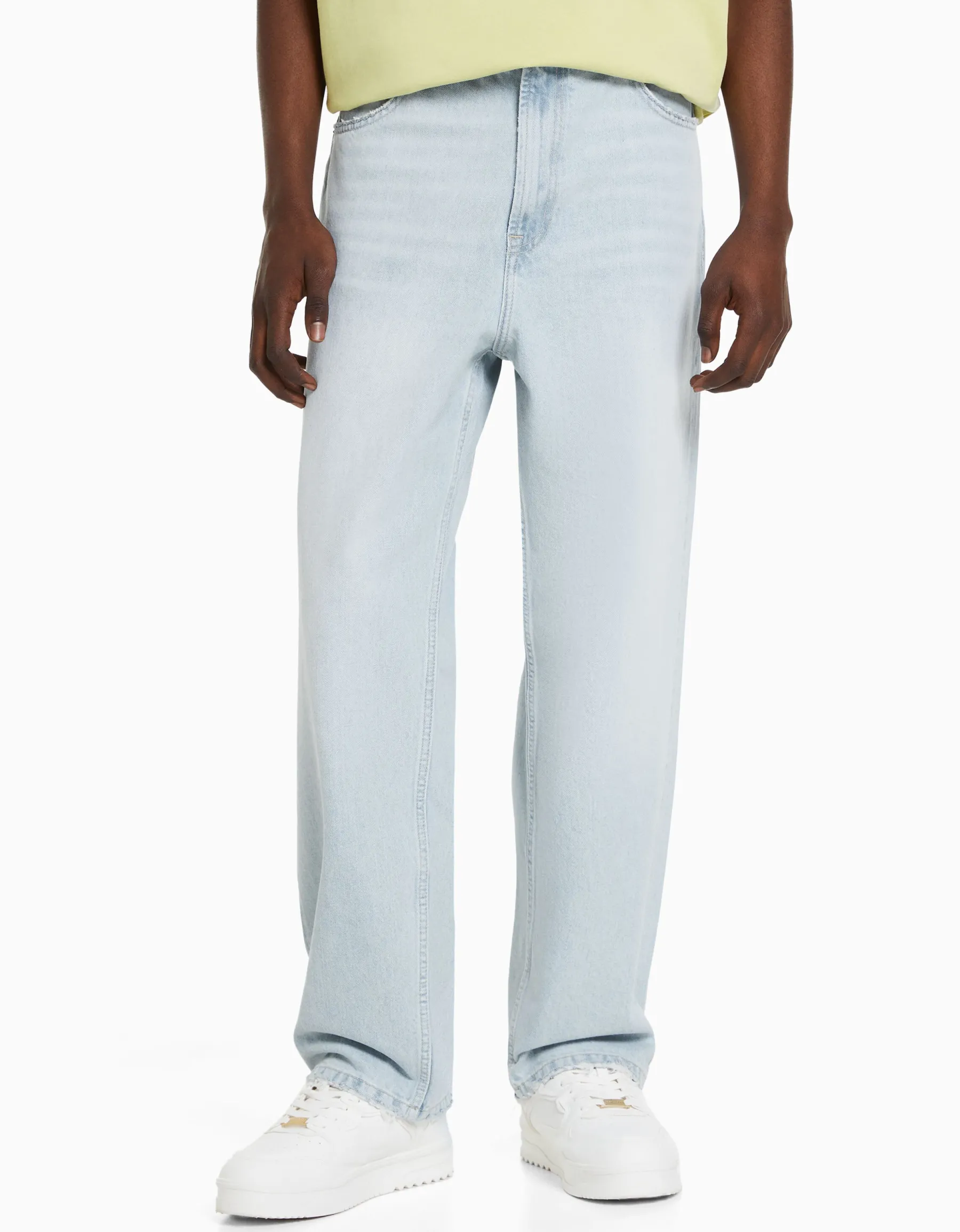 BERSHKA Jean baggy Bleu lavé Cheap