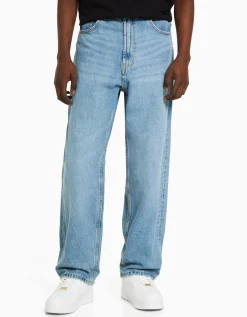 BERSHKA Jean baggy Bleu lavé Cheap