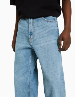 BERSHKA Jean baggy Bleu lavé Cheap