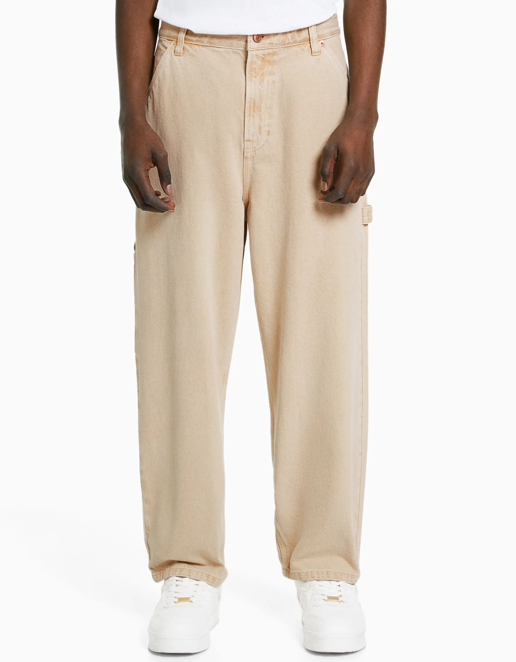 BERSHKA Jean baggy carpenter Camel Online