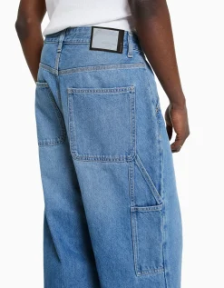 BERSHKA Jean baggy carpenter Blanc cassé Best Sale