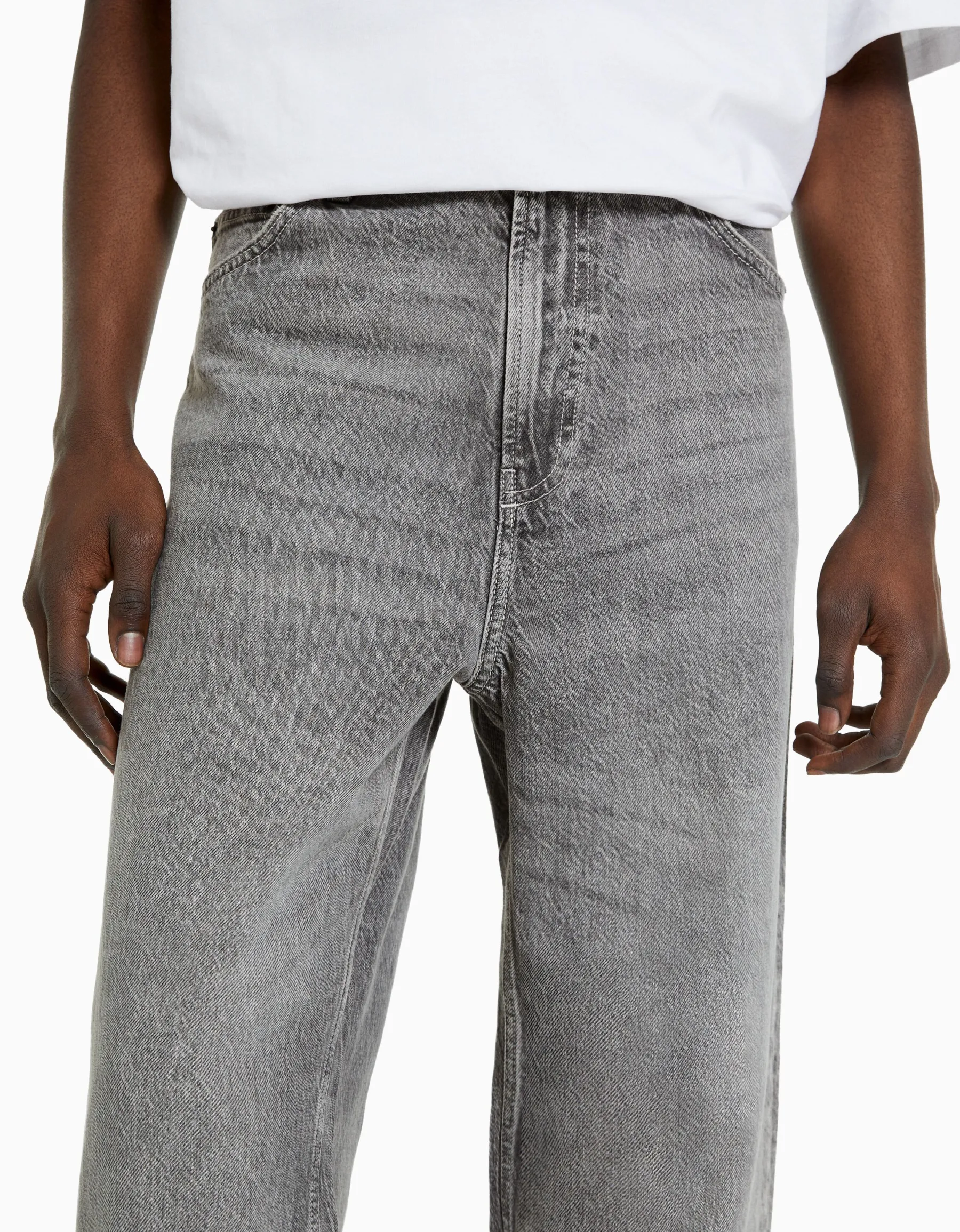 BERSHKA Jean baggy coloré Gris Hot
