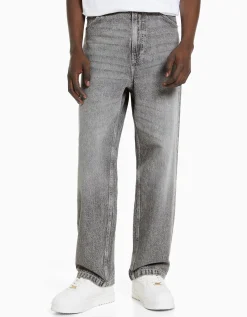 BERSHKA Jean baggy coloré Gris Hot