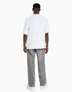 BERSHKA Jean baggy coloré Gris Fashion