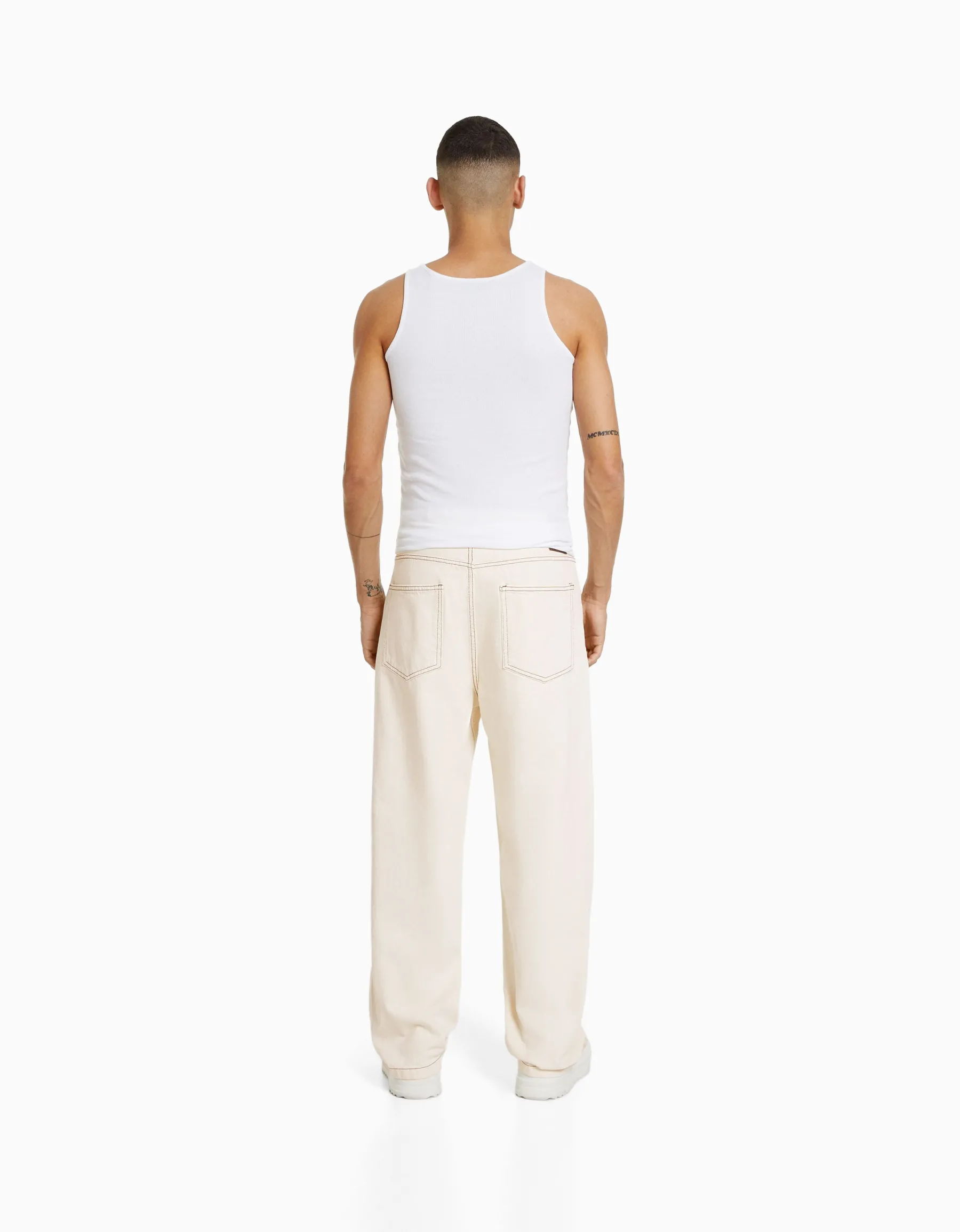 BERSHKA Jean baggy coloré Écru Best Sale