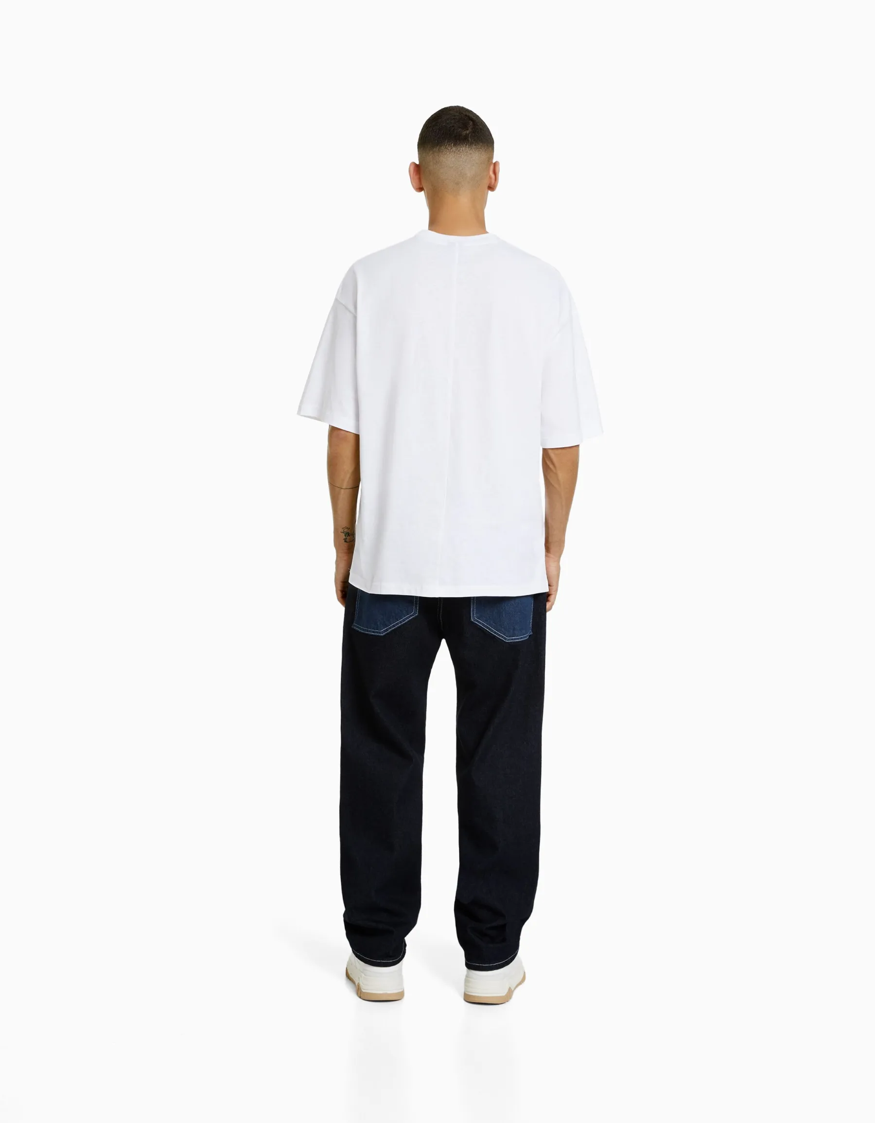 BERSHKA Jean baggy color block Bleu Best Sale