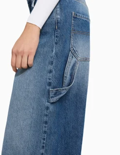 BERSHKA Jean balloon carpenter wide leg détail Bleu lavé Cheap