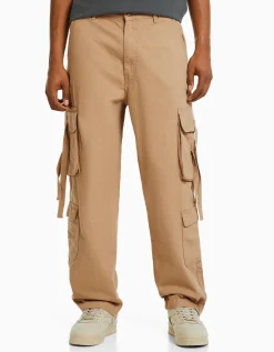 BERSHKA Jean cargo bandes Camel Fashion