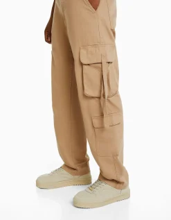 BERSHKA Jean cargo bandes Camel Fashion