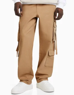 BERSHKA Jean cargo bandes Camel Shop