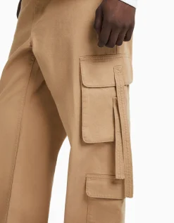 BERSHKA Jean cargo bandes Camel Shop