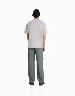 BERSHKA Jean cargo multipoches Bleu Online