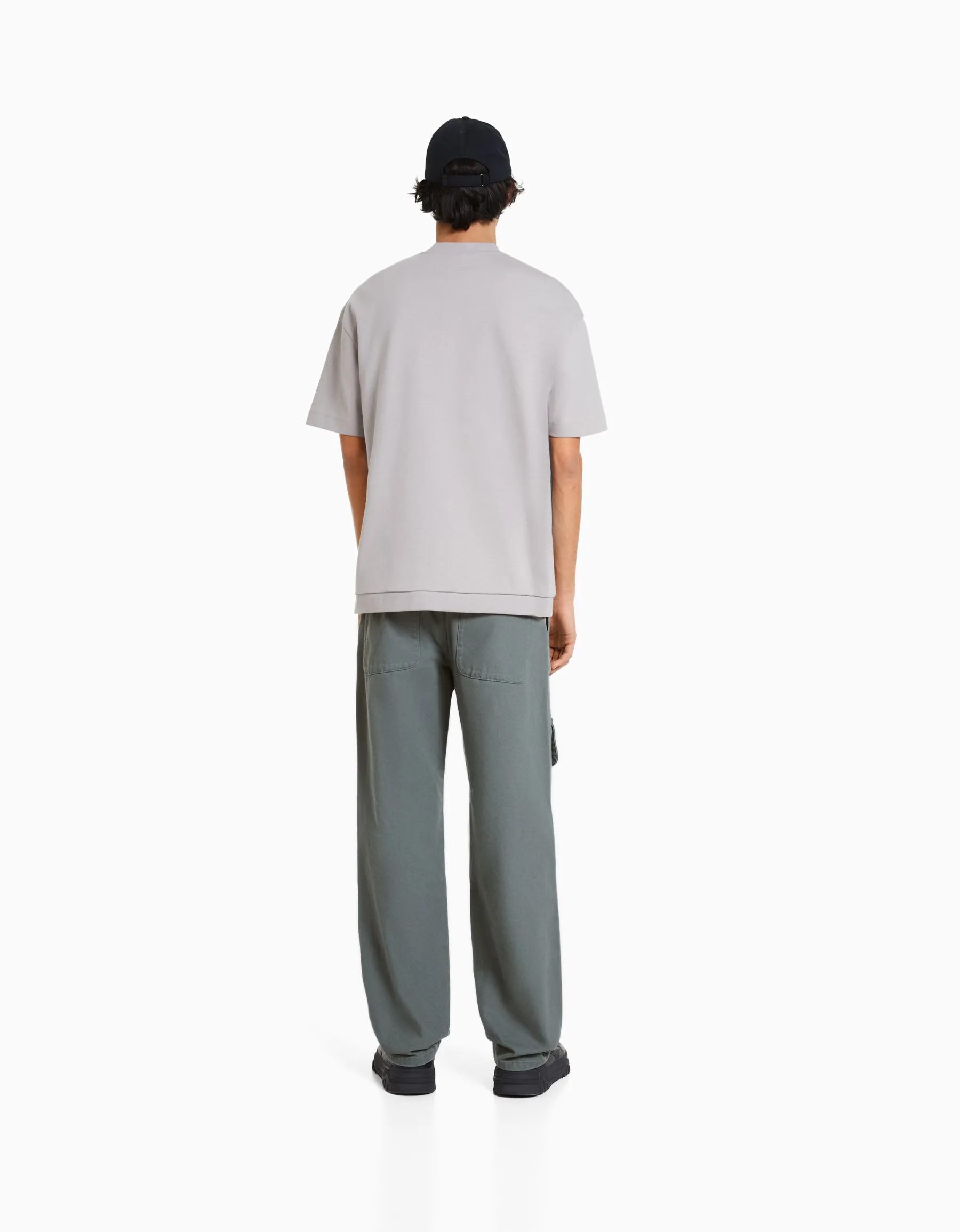 BERSHKA Jean cargo multipoches Bleu Online