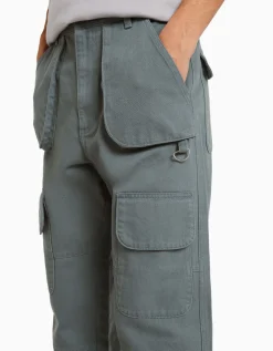 BERSHKA Jean cargo multipoches Bleu Outlet