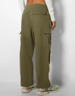 BERSHKA Jean cargo parachute Kaki Best