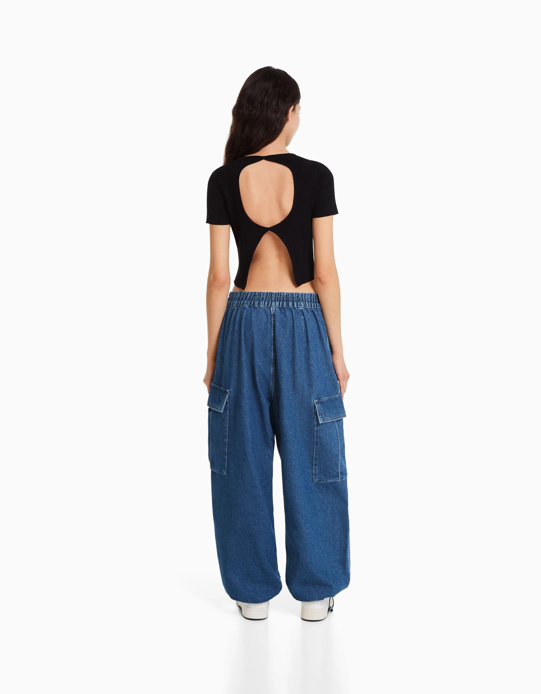 BERSHKA Jean cargo volume Bleu lavé Shop