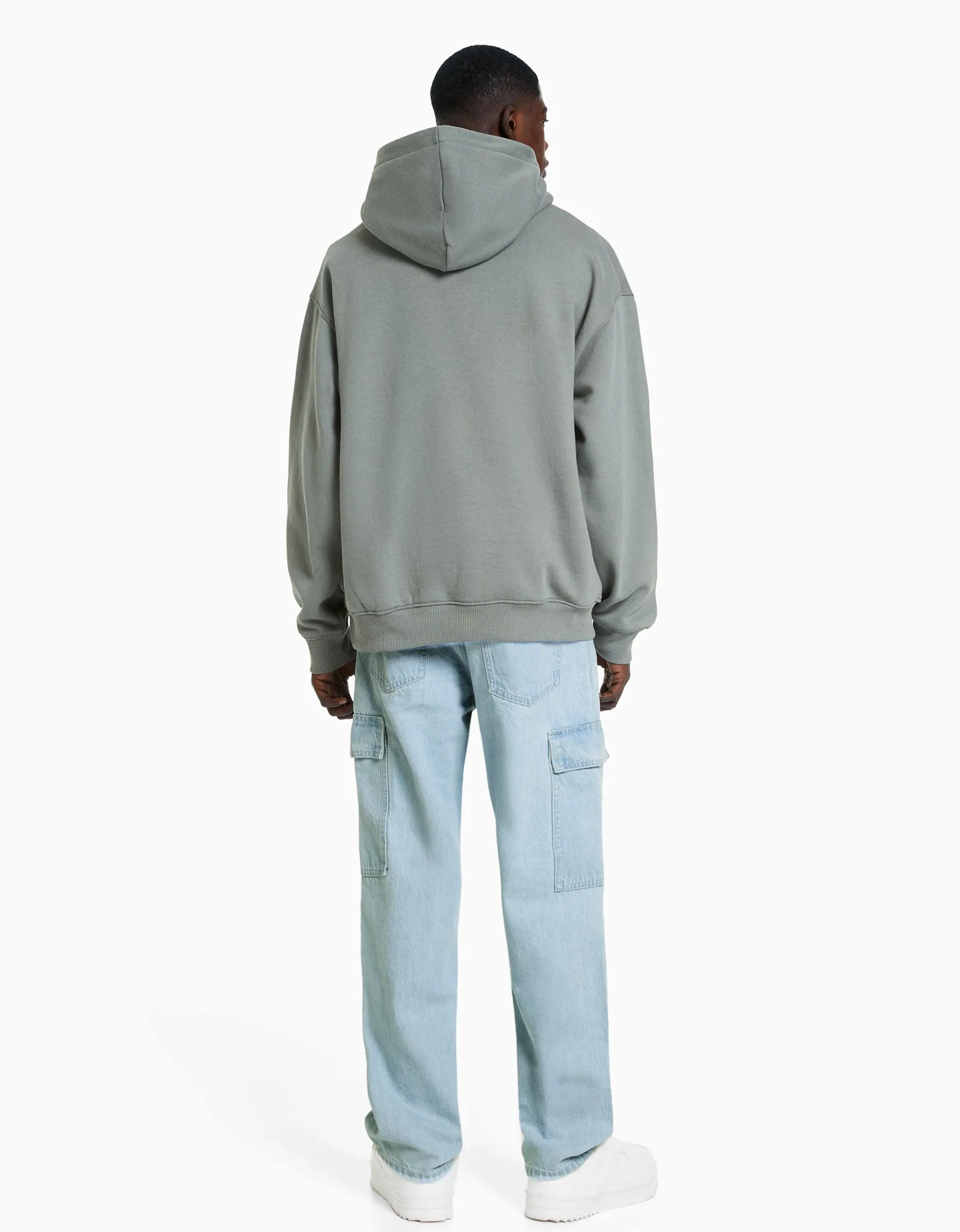 BERSHKA Jean cargo wide Bleu clair Online