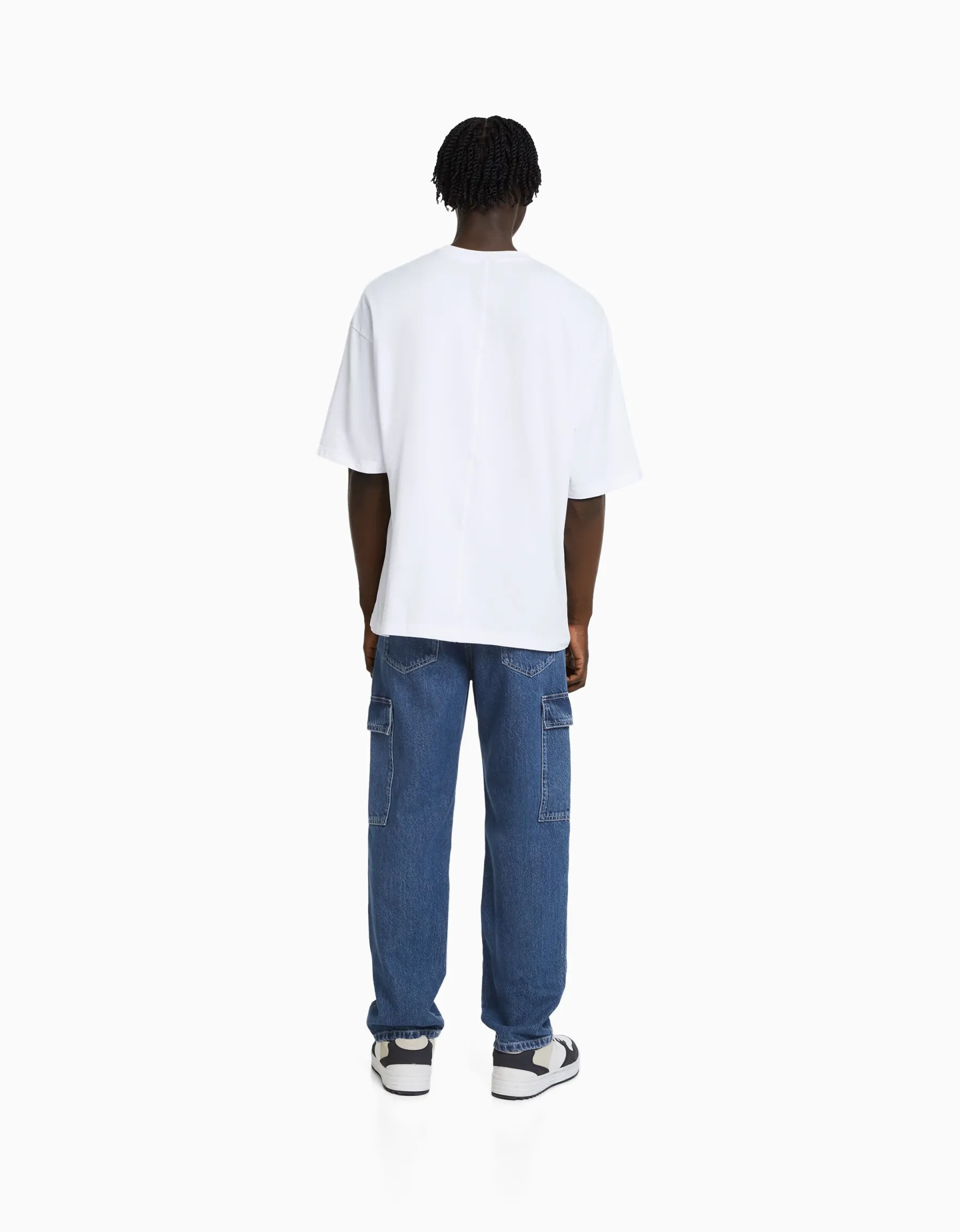 BERSHKA Jean cargo wide Bleu Fashion