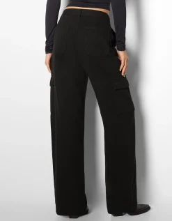 BERSHKA Jean cargo wide Kaki Store